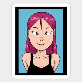 Cute girl with pink hair smiles back Magnet